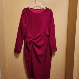 Elegant Red Long Sleeve Dress